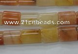 CAJ120 15.5 inches 10*14mm flat tube red aventurine jade beads