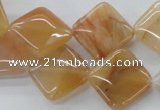 CAJ128 15.5 inches 16*16mm diamond red aventurine jade beads