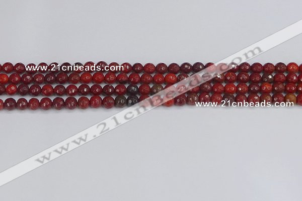 CAJ758 15.5 inches 4mm faceted round apple jasper beads