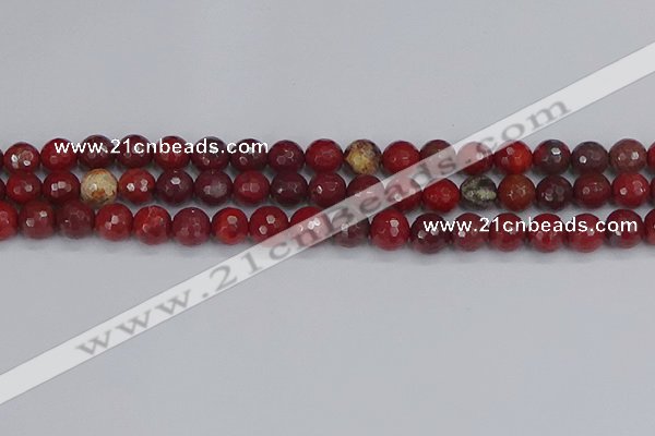 CAJ760 15.5 inches 8mm faceted round apple jasper beads