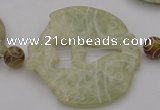 CAL28 14.5 inches 54*56mm carved fish agalmatolite beads