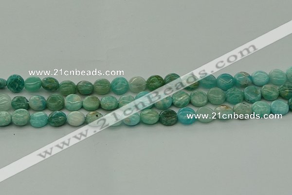CAM1591 15.5 inches 8mm flat round Russian amazonite beads