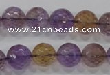 CAN12 15.5 inches 14mm faceted round natural ametrine gemstone beads
