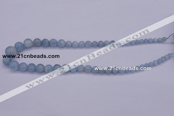 CAQ128 15.5 inches multi-size round natural aquamarine beads wholesale
