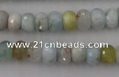CAQ356 15.5 inches 7*11mm faceted rondelle natural aquamarine beads