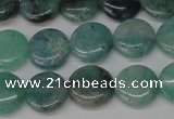 CAQ618 15.5 inches 10mm flat round aquamarine gemstone beads