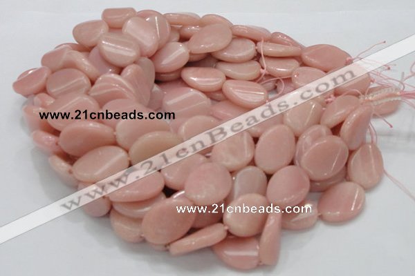 CAS28 15.5 inches 18*25mm twisted oval pink angel skin gemstone beads