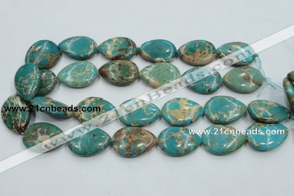 CAT14 15.5 inches 22*30mm flat teardrop natural aqua terra jasper beads