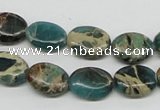 CAT5011 15.5 inches 10*14mm oval natural aqua terra jasper beads
