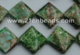 CAT57 15.5 inches 16*16mm diamond dyed natural aqua terra jasper beads