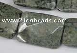CBD247 15.5 inches  22*30mm faceted rectangle green brecciated jasper beads