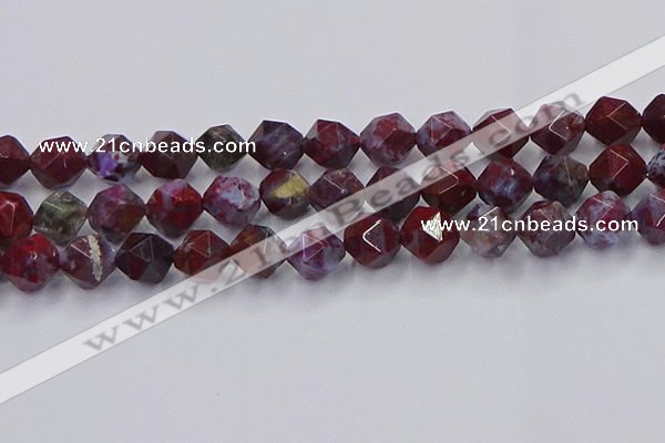 CBD386 15.5 inches 12mm faceted nuggets brecciated jasper beads