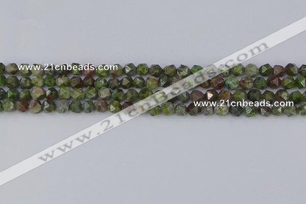 CBG108 15.5 inches 6mm faceted nuggets bronze green gemstone beads