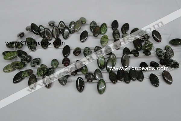 CBG25 Top-drilled 10*18mm marquise bronze green gemstone beads