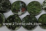 CBG63 15.5 inches 22mm coin bronze green gemstone beads