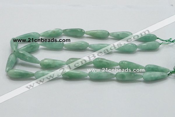CBJ26 15.5 inches 10*30mm faceted teardrop jade beads wholesale