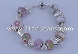 CBP145 10*14mm lampwork beads & alloy European charm bracelet