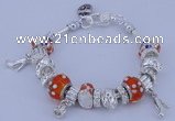 CBP156 10*14mm lampwork beads & alloy dangles European charm bracelet