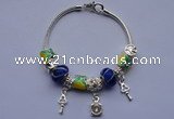 CBP72 9*14mm lampwork glass beads & alloy dangles European charm bracelet