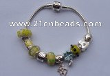 CBP75 Multi size lampwork beads & alloy dangles European charm bracelet