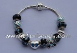 CBP82 12*13mm lampwork beads & silver plated European charm bracelet