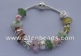 CBP91 Multi size lampwork beads & silver plated European charm bracelet