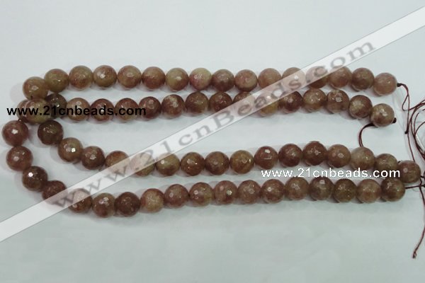 CBQ214 15.5 inches 12mm faceted round strawberry quartz beads