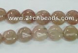 CBQ235 15.5 inches 10mm flat round strawberry quartz beads