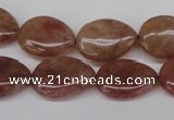 CBQ283 15.5 inches 13*18mm flat teardrop strawberry quartz beads