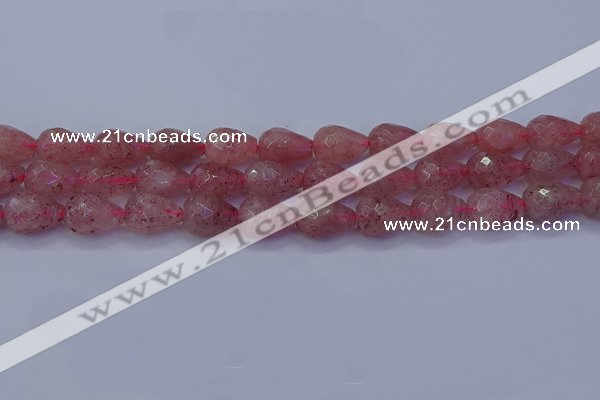 CBQ454 15.5 inches 12*16mm faceted teardrop strawberry quartz beads