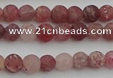 CBQ660 15.5 inches 6mm round matte strawberry quartz beads