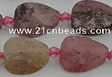 CBQ669 15.5 inches 10*15mm flat teardrop matte strawberry quartz beads