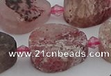 CBQ672 15.5 inches 15*20mm flat teardrop matte strawberry quartz beads
