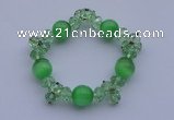 CBR09 5pcs imitation Swarovski crystal & cat eye beads stretchy bracelet