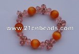 CBR10 5pcs imitation Swarovski crystal & cat eye beads stretchy bracelet