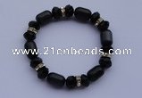 CBR12 5pcs imitation Swarovski crystal & cat eye beads stretchy bracelet