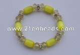 CBR18 5pcs imitation Swarovski crystal & cat eye beads stretchy bracelet