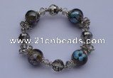 CBR25 5pcs imitation Swarovski crystal & lampwork glass beads bracelet