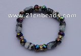CBR33 5pcs lampwork glass & AB color crystal beads stretchy bracelet