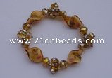 CBR42 5pcs AB color crystal & lampwork glass beads stretchy bracelet