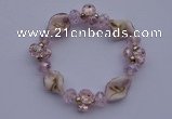 CBR43 5pcs imitation Swarovski crystal & lampwork glass beads bracelet