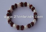 CBR55 5pcs imitation Swarovski crystal & threaded pearl beads bracelet