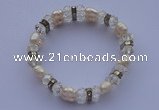 CBR59 5pcs imitation Swarovski crystal & threaded pearl beads bracelet