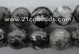 CBW07 15.5 inches 14mm round black & white jasper gemstone beads