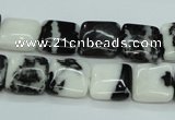 CBW133 15.5 inches 12*12mm square black & white jasper beads