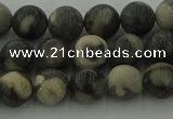 CBW162 15.5 inches 8mm round matte black fossil jasper beads