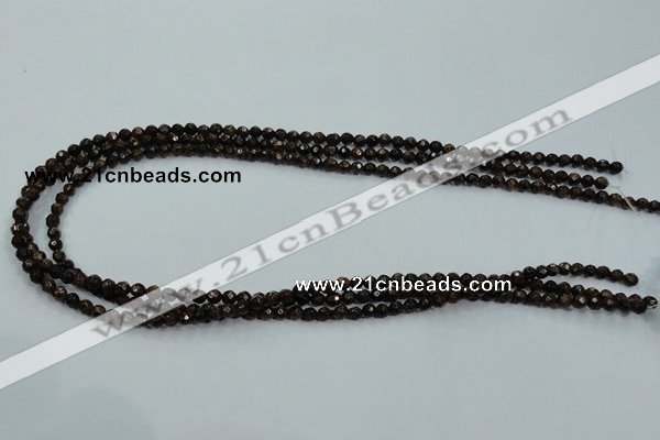 CBZ102 15.5 inches 4mm faceted round bronzite gemstone beads