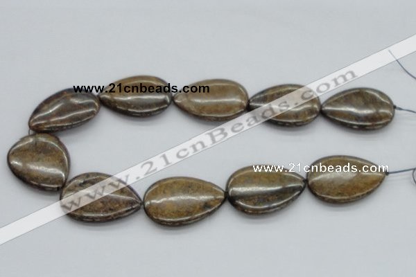 CBZ15 15.5 inches 30*40mm flat teardrop bronzite gemstone beads