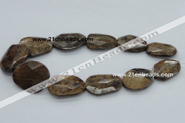 CBZ20 15.5 inches 30*35mm faceted freeform bronzite gemstone beads