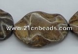 CBZ21 15.5 inches 25*35mm lotus leaf form bronzite gemstone beads